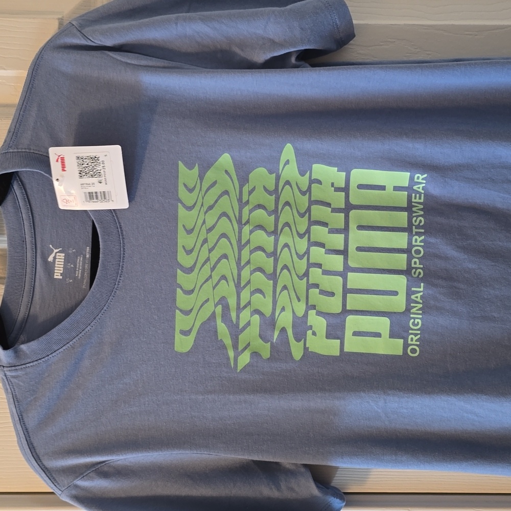 PUMA SIGNATURE BRAND BLUE SHORT SLEEVE TEE-SHIRT SIZE SMALL